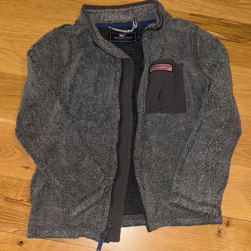 Gray Fleece Zip-Up fleece Jacket vineyard vines